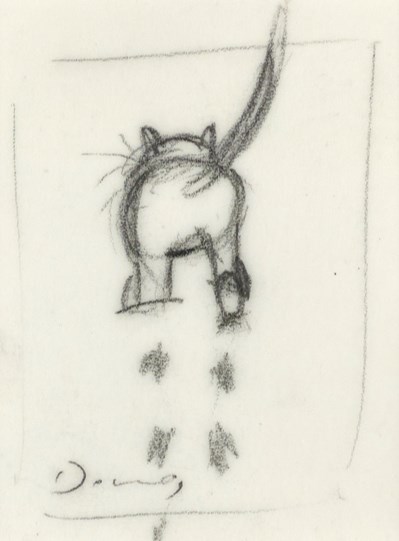 Chester's Favourite Ball (study) by Doug Hyde - Original Drawing on Mounted Paper
